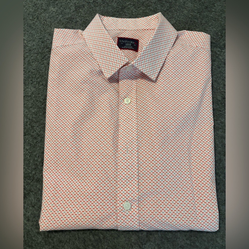 UNTUCKit Red and White Patterned Men's Shirt